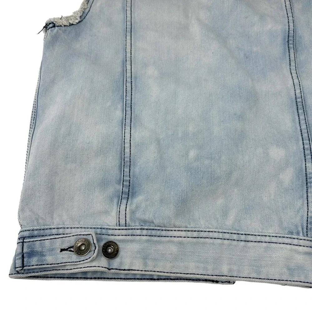 Southpole Mens Jean‎ Jacket Vest Denim American Flag Patch Distressed Blue Small